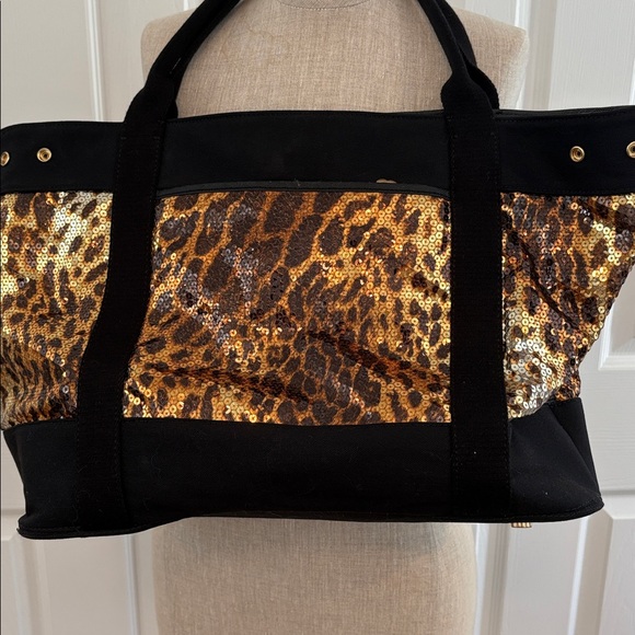 Eric JAVITS n New York Sparkle Leopard Tote Bag - Black and Gold - Picture 5 of 6